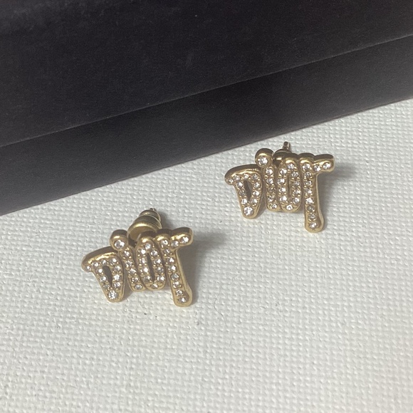 Dior Gold and Crystal Earrings - Picture 1 of 2